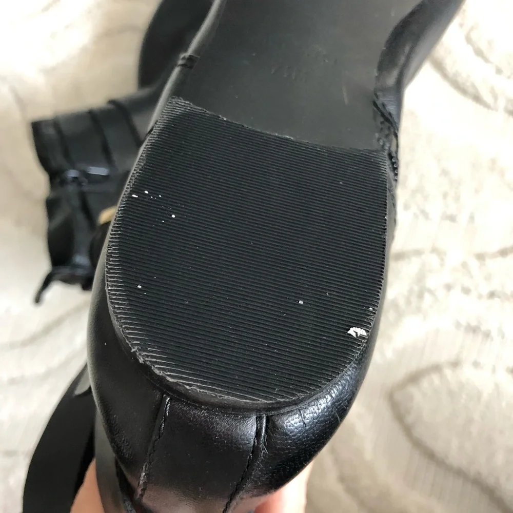 Nine West Black Leather Ankle Booties with Gold Hardware